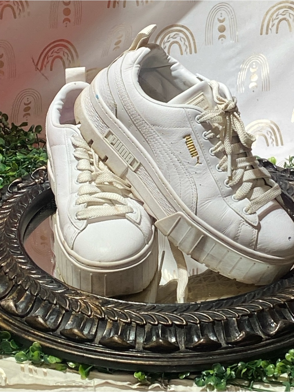 Puma Cream/White Platform Sneakers